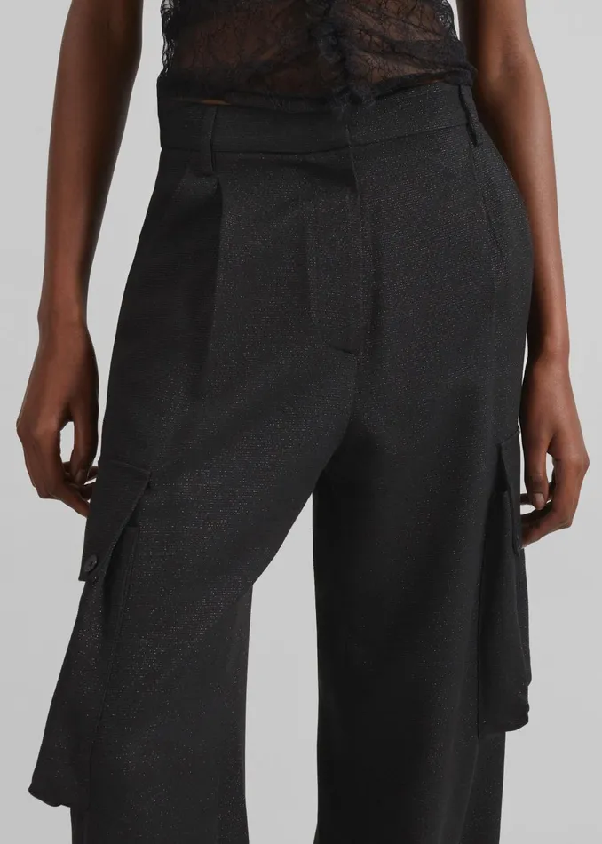 Women Lestel Shimmer Cargo Pants 8211 Black The Frankie Shop Bottoms