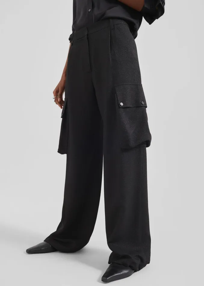Women Lestel Shimmer Cargo Pants 8211 Black The Frankie Shop Bottoms