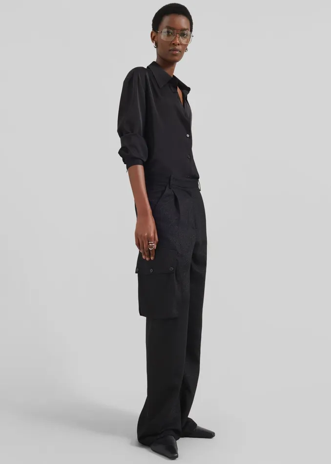 Women Lestel Shimmer Cargo Pants 8211 Black The Frankie Shop Bottoms