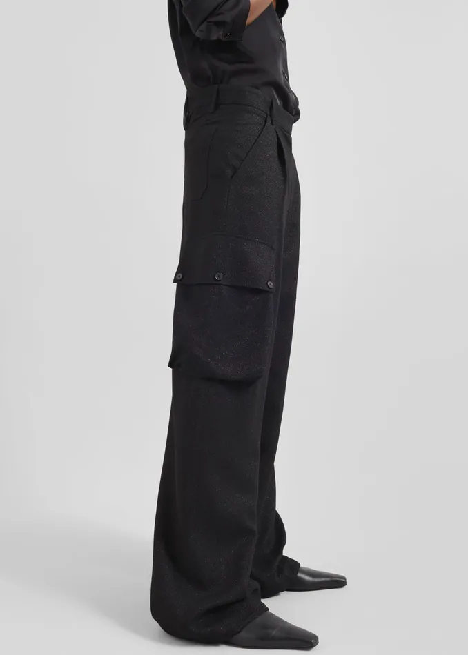 Women Lestel Shimmer Cargo Pants 8211 Black The Frankie Shop Bottoms