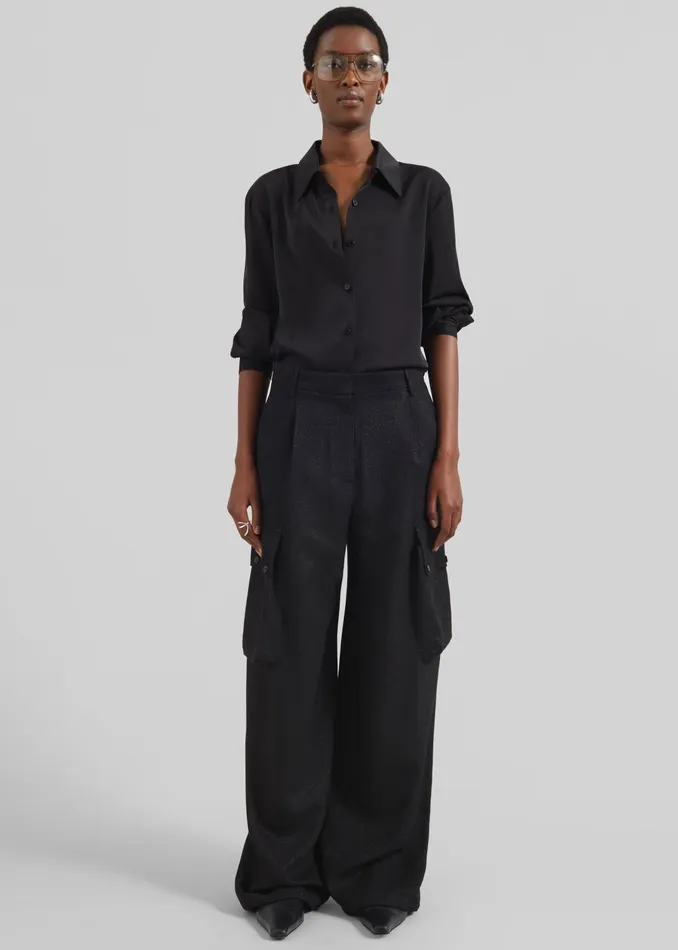 Women Lestel Shimmer Cargo Pants 8211 Black The Frankie Shop Bottoms