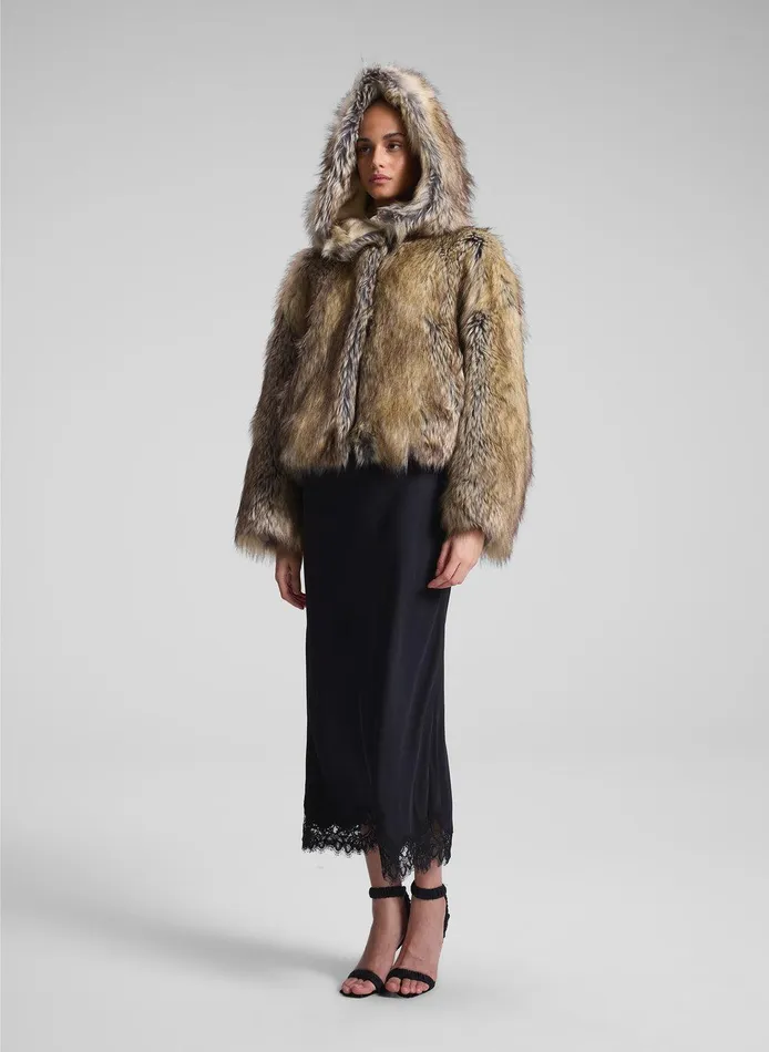 Women Lex Faux Fur Jacket Brown Coyote ALC Jackets and Coats