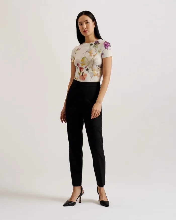 Women LIBBYLY 8211 Floral Print Fitted TShirt White Ted Baker Tops and Blouses