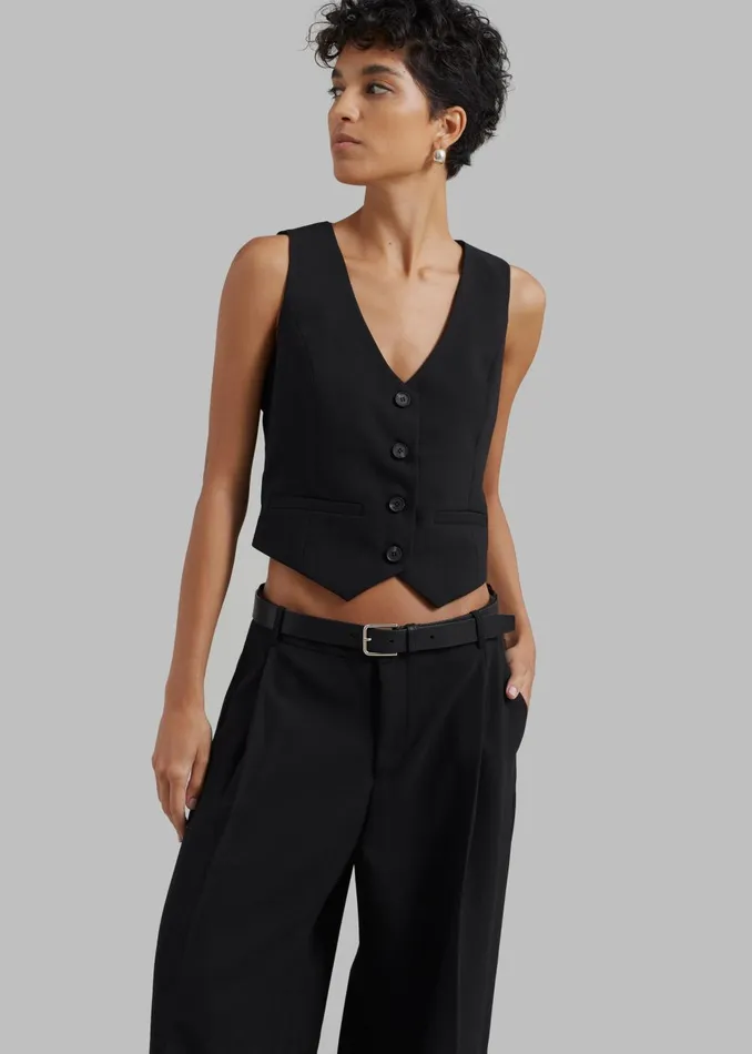 Women Lillian Vest 8211 Black The Frankie Shop Outerwear