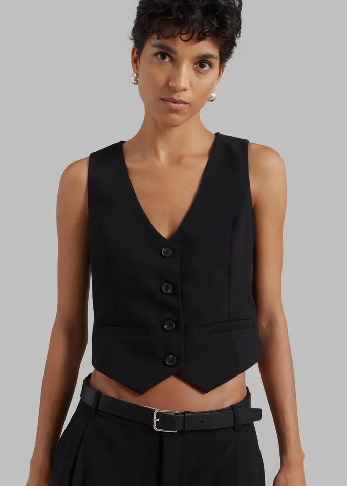 Women Lillian Vest 8211 Black The Frankie Shop Outerwear