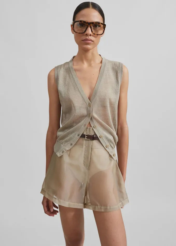 Women Lise Sheer Shorts 8211 Desert Sand The Frankie Shop Bottoms