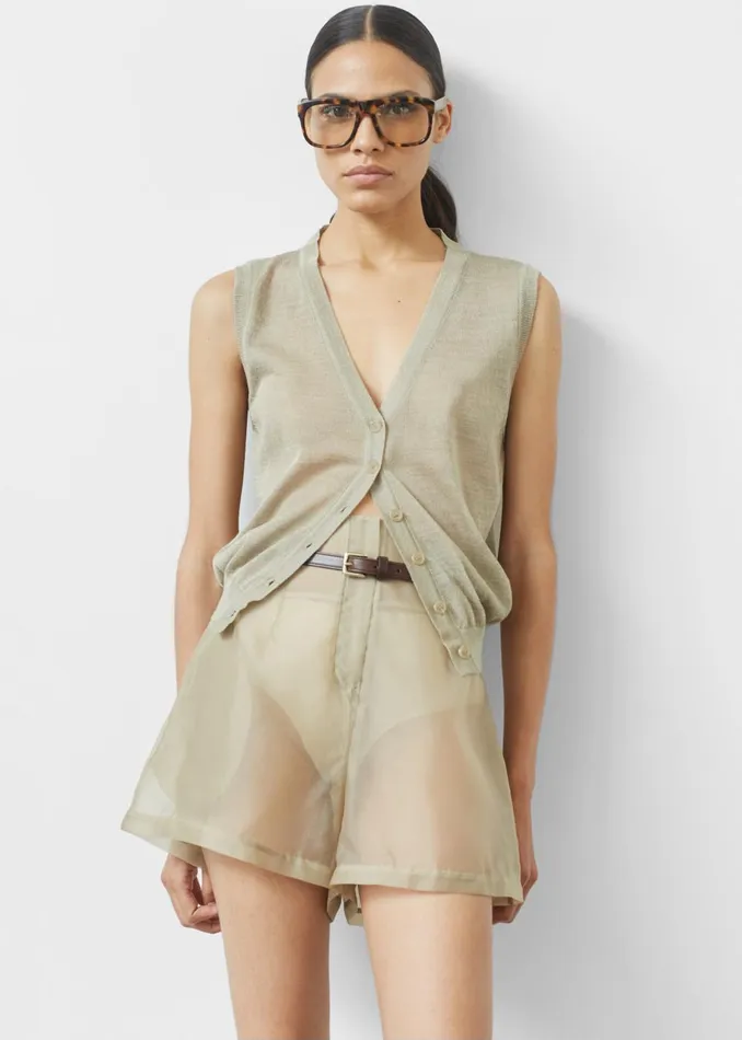 Women Lise Sheer Shorts 8211 Desert Sand The Frankie Shop Bottoms