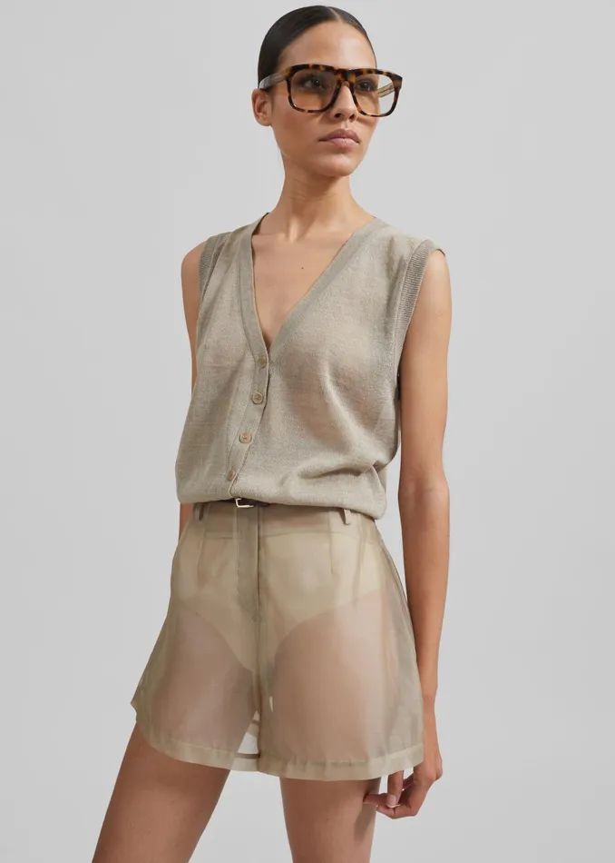 Women Lise Sheer Shorts 8211 Desert Sand The Frankie Shop Bottoms