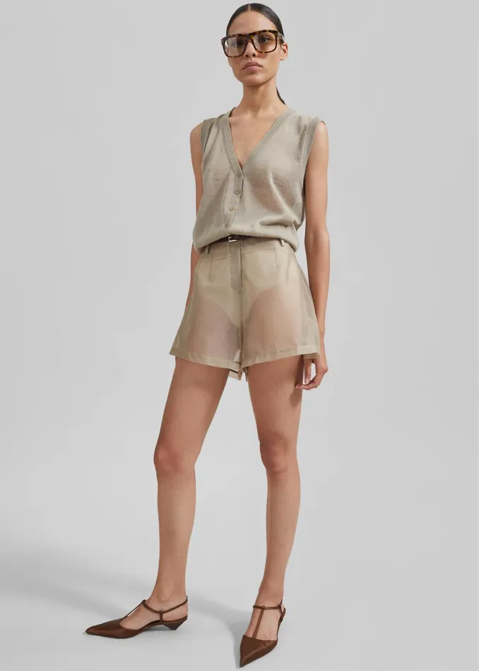 Women Lise Sheer Shorts 8211 Desert Sand The Frankie Shop Bottoms