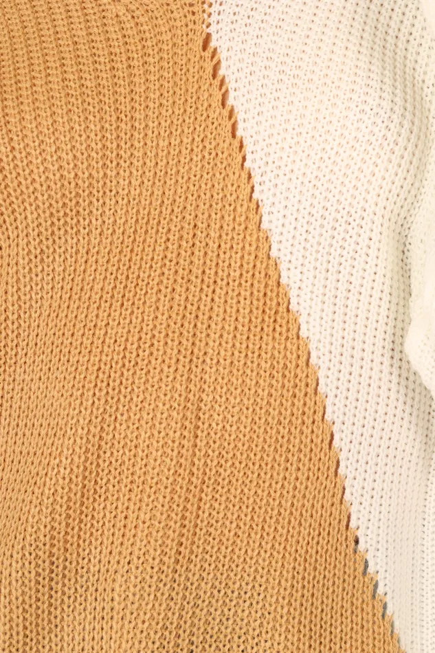 Women Lizzie Two Tone Knit Sweater 8211 Beige Multi Beige Multi Knitwear petalandpup