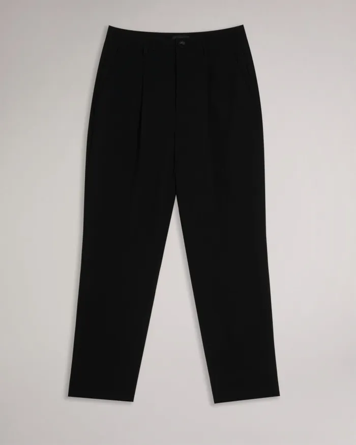 Women LOHREN 8211 Pleat Front Tapered Leg Trousers Black Ted Baker Trousers and Shorts