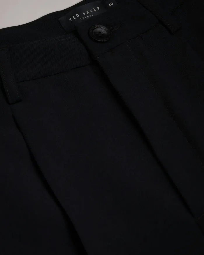 Women LOHREN 8211 Pleat Front Tapered Leg Trousers Black Ted Baker Trousers and Shorts