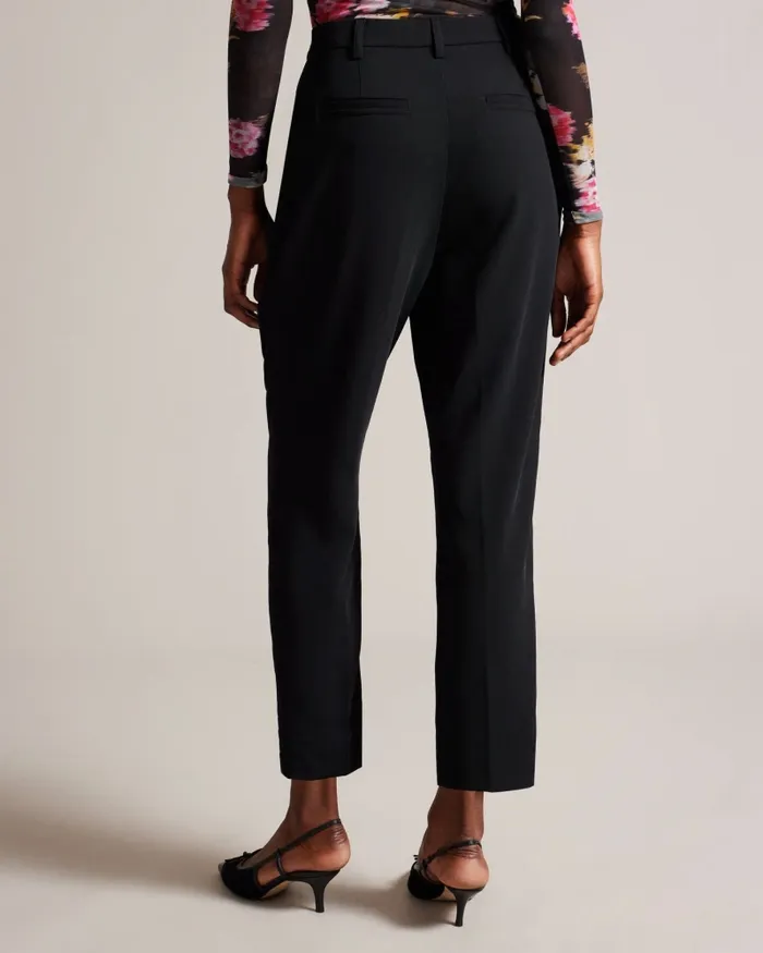Women LOHREN 8211 Pleat Front Tapered Leg Trousers Black Ted Baker Trousers and Shorts