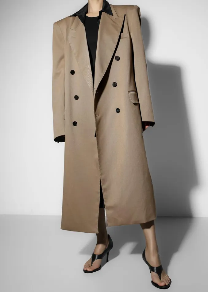 Women London Double Breasted Coat 8211 Taupe The Frankie Shop Outerwear