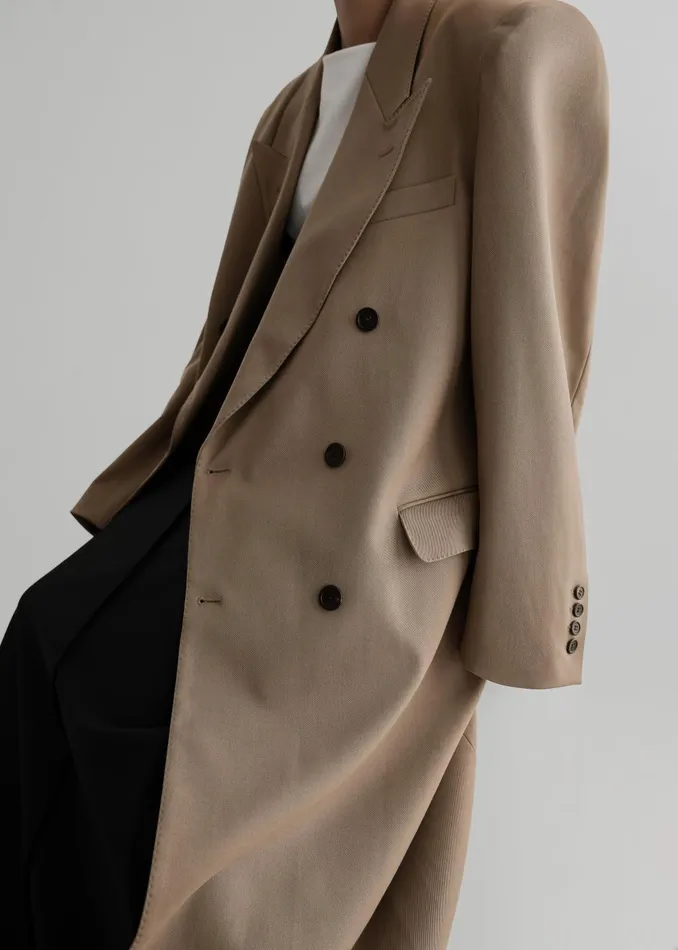 Women London Double Breasted Coat 8211 Taupe The Frankie Shop Outerwear