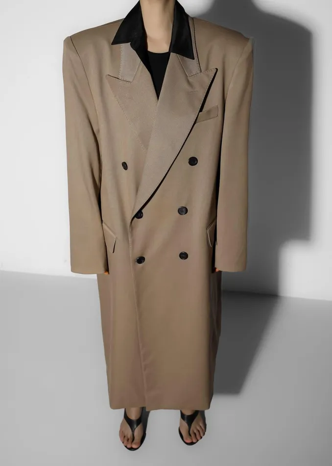 Women London Double Breasted Coat 8211 Taupe The Frankie Shop Outerwear