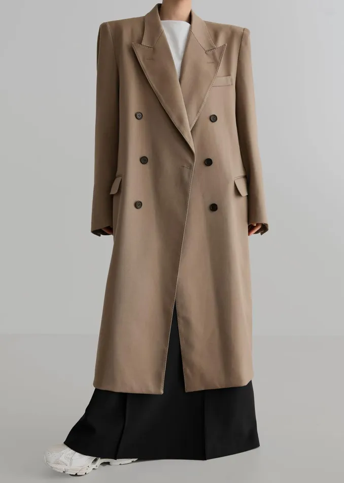 Women London Double Breasted Coat 8211 Taupe The Frankie Shop Outerwear