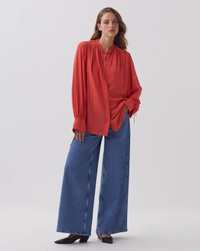 Women LongSleeve Silky Shirt Aprika Orange Comptoir Des Cotonniers Blouses and Shirts and Tops Women LongSleeve Silky Shirt Aprika Orange Comptoir Des Cotonniers Blouses and Shirts and Tops