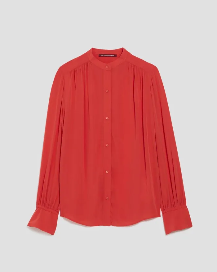 Women LongSleeve Silky Shirt Aprika Orange Comptoir Des Cotonniers Blouses and Shirts and Tops Women LongSleeve Silky Shirt Aprika Orange Comptoir Des Cotonniers Blouses and Shirts and Tops