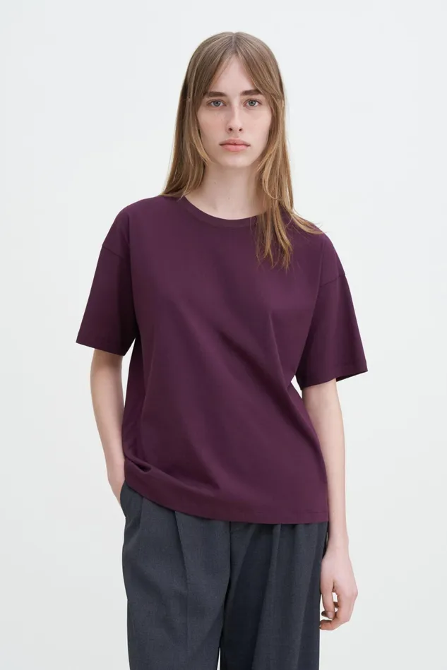 Women Loose Fit Tee Burgundy Filippa K Tops