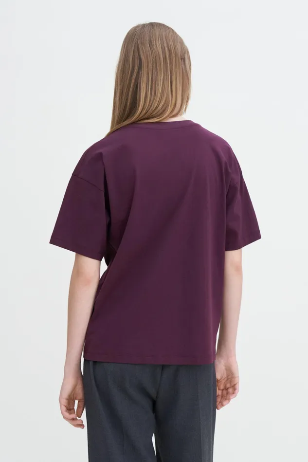 Women Loose Fit Tee Burgundy Filippa K Tops