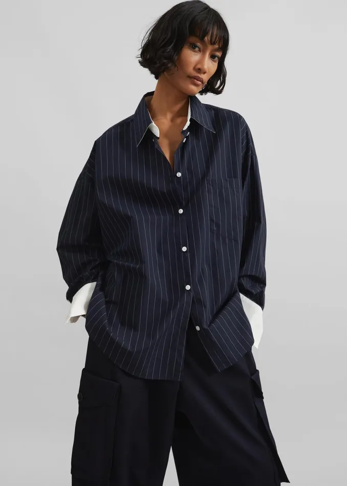 Women Lorna Shirt 8211 NavyWhite Pinstripe The Frankie Shop Tops