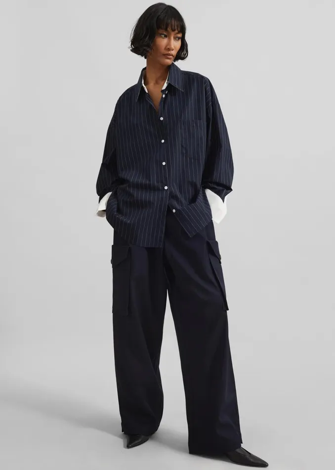 Women Lorna Shirt 8211 NavyWhite Pinstripe The Frankie Shop Tops