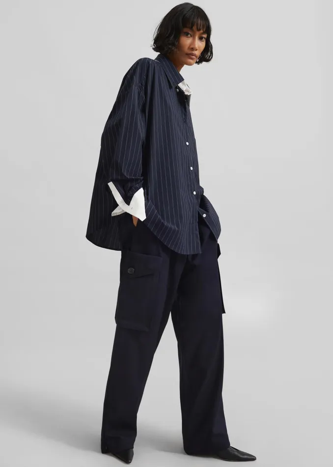 Women Lorna Shirt 8211 NavyWhite Pinstripe The Frankie Shop Tops
