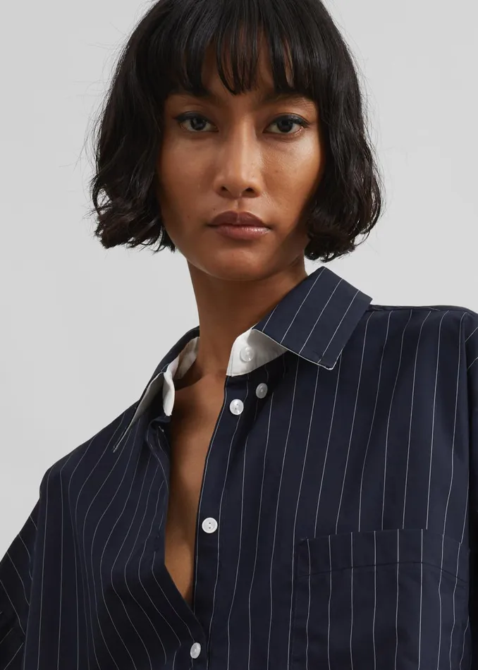 Women Lorna Shirt 8211 NavyWhite Pinstripe The Frankie Shop Tops