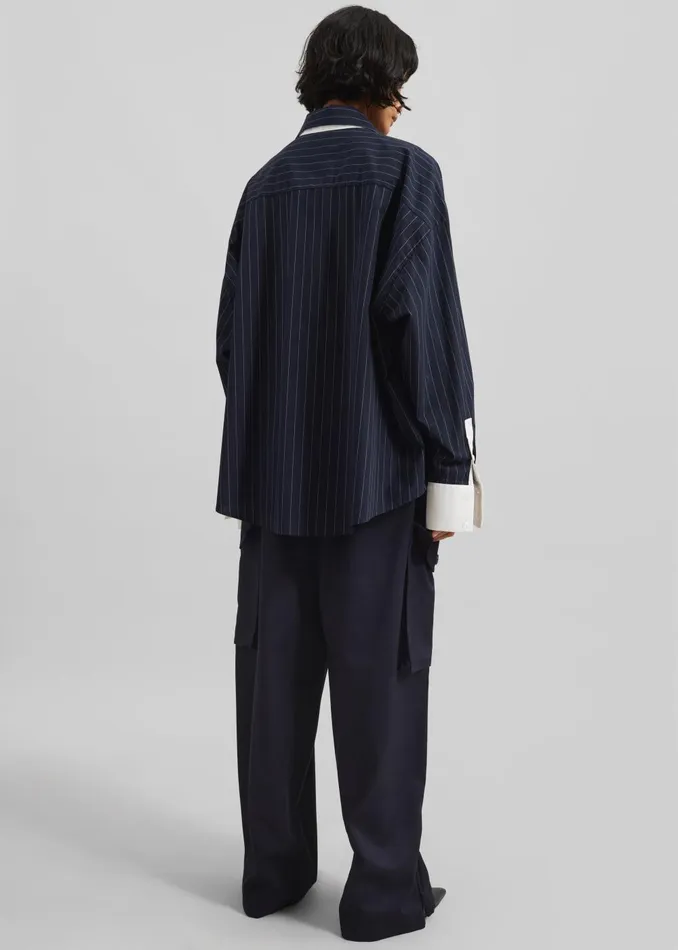 Women Lorna Shirt 8211 NavyWhite Pinstripe The Frankie Shop Tops