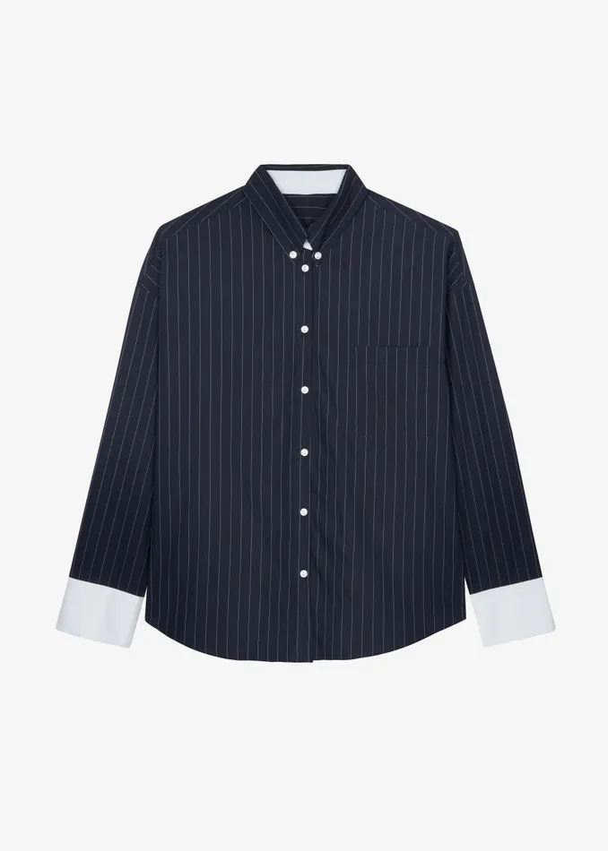Women Lorna Shirt 8211 NavyWhite Pinstripe The Frankie Shop Tops