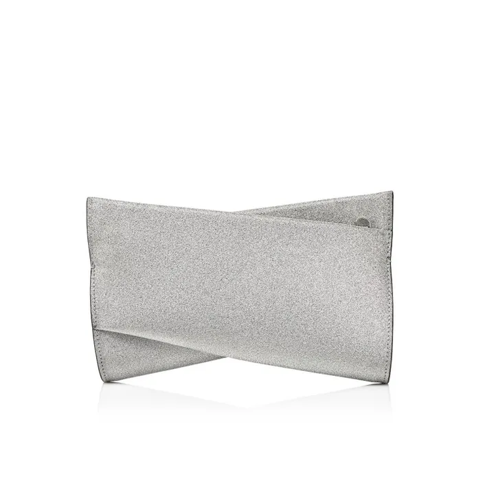 Women Loubitwist Small Clutch 8211 Glittered Calf Leather 8211 Silver Christian Louboutin Shoulder Bags