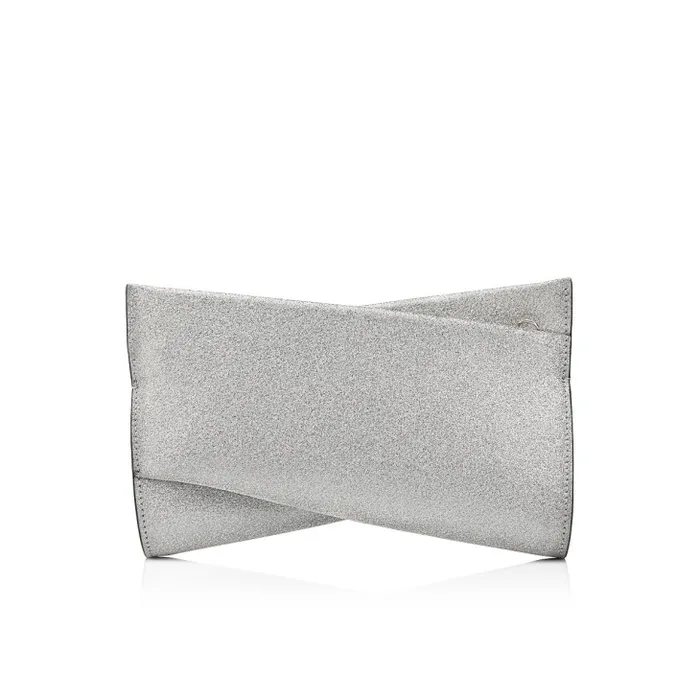 Women Loubitwist Small Clutch 8211 Glittered Calf Leather 8211 Silver Christian Louboutin Shoulder Bags