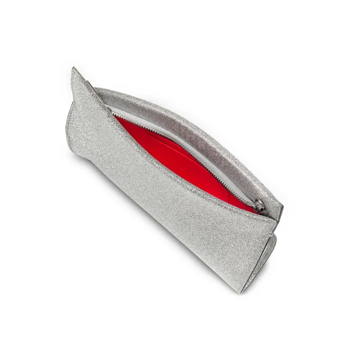 Women Loubitwist Small Clutch 8211 Glittered Calf Leather 8211 Silver Christian Louboutin Shoulder Bags