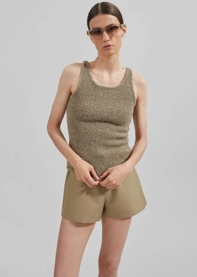 Women Low Classic Fluffy Sleeveless Knit Top 8211 Khaki The Frankie Shop Tops