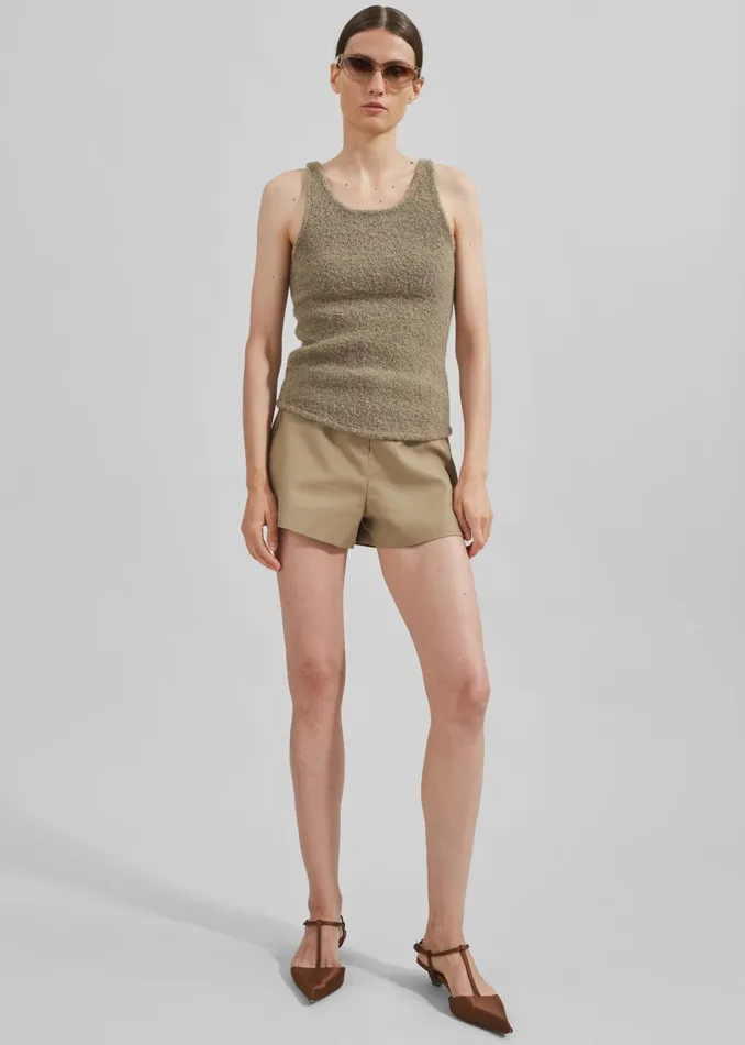 Women Low Classic Fluffy Sleeveless Knit Top 8211 Khaki The Frankie Shop Tops