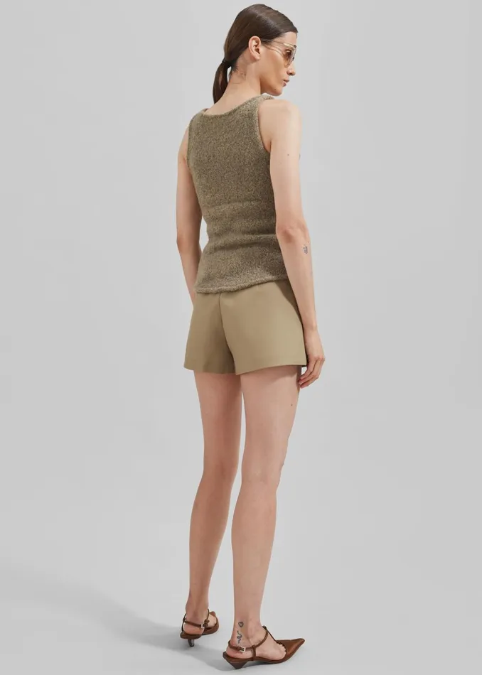 Women Low Classic Fluffy Sleeveless Knit Top 8211 Khaki The Frankie Shop Tops