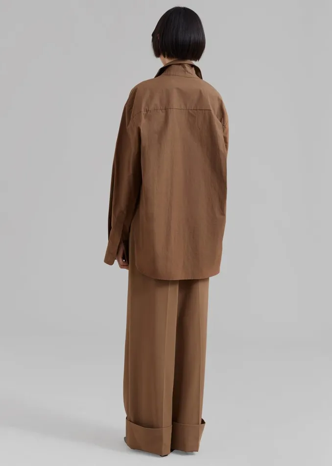 Women Lui Organic Cotton Shirt 8211 Chocolate The Frankie Shop Tops