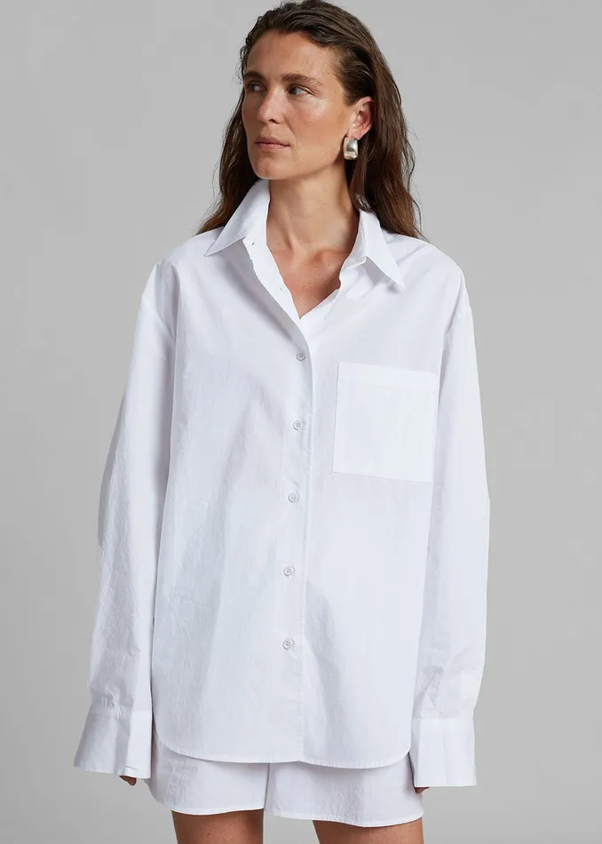 Women Lui Organic Cotton Shirt 8211 White The Frankie Shop Tops