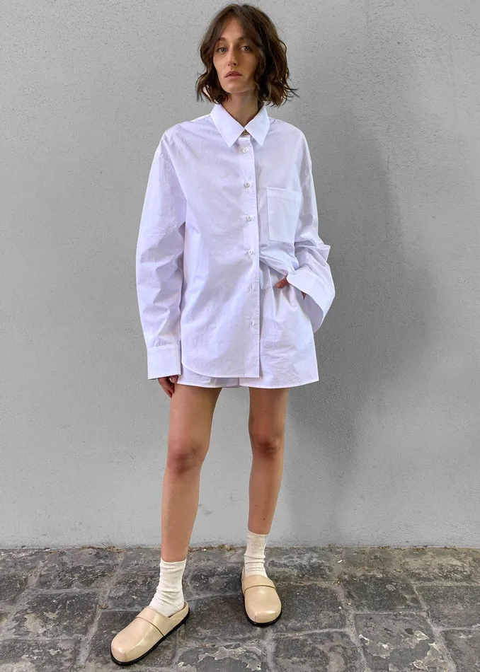 Women Lui Organic Cotton Shirt 8211 White The Frankie Shop Tops