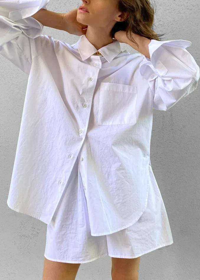 Women Lui Organic Cotton Shirt 8211 White The Frankie Shop Tops