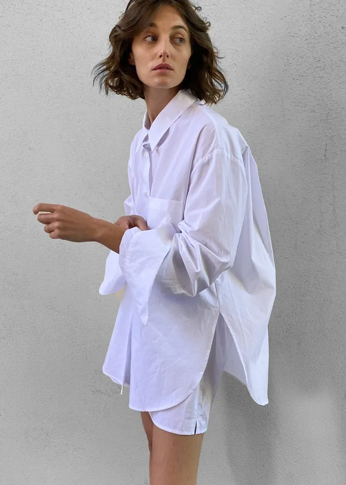 Women Lui Organic Cotton Shirt 8211 White The Frankie Shop Tops