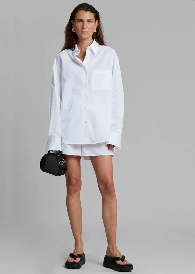 Women Lui Organic Cotton Shirt 8211 White The Frankie Shop Tops