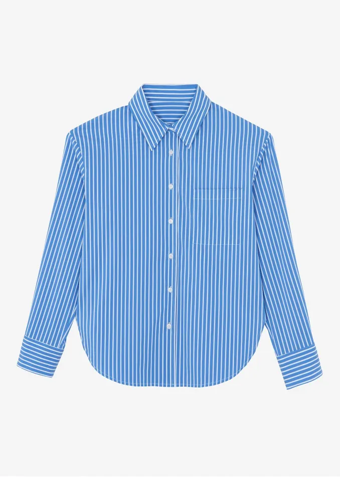 Women Lui Thin Stripe Shirt 8211 Medium Blue Stripe The Frankie Shop Tops