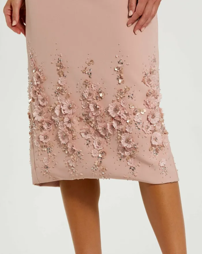 Women Mac Duggal Crepe Sleeveless Midi Dress With Flower Beading Vintage Lilac Daytime Dresses Women Mac Duggal Crepe Sleeveless Midi Dress With Flower Beading Vintage Lilac Daytime Dresses