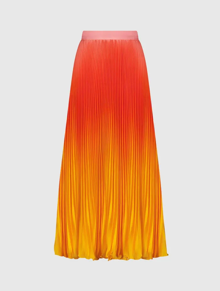 Women Mac Duggal Pleated Charmeuse Ombre Maxi Skirt 8211 FINAL SALE Sunset Ombre Skirts