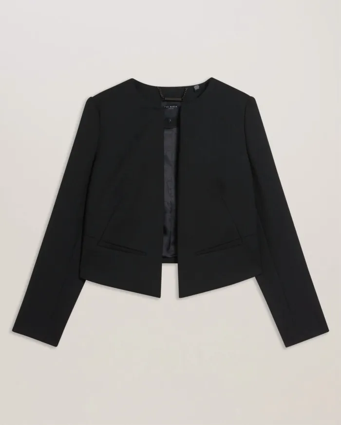 Women MANABUJ 8211 Cropped Tailored Open Jacket Black Ted Baker Coats and Jackets