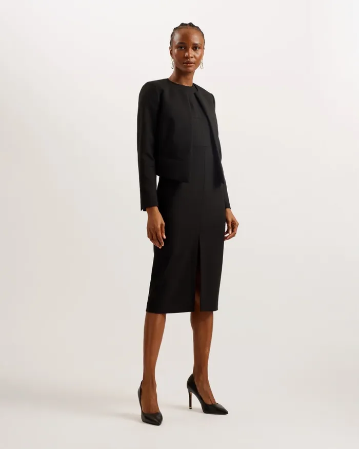 Women MANABUJ 8211 Cropped Tailored Open Jacket Black Ted Baker Coats and Jackets
