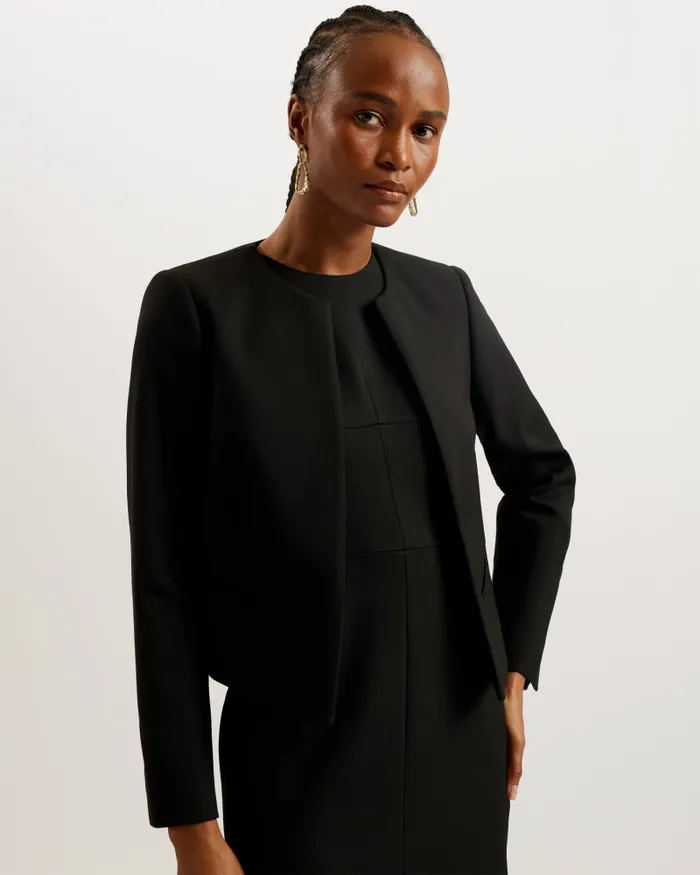 Women MANABUJ 8211 Cropped Tailored Open Jacket Black Ted Baker Coats and Jackets