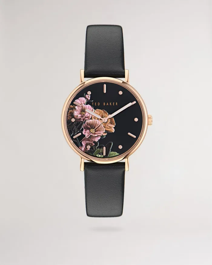 Women MARBELE 8211 Phylipa Romance Floral Dial Leather Strap Watch Black Ted Baker Watches Women MARBELE 8211 Phylipa Romance Floral Dial Leather Strap Watch Black Ted Baker Watches